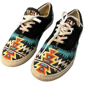 Bucketfeet Southwest Aztec Print Canvas Lace Up Low Sneakers Womens 7